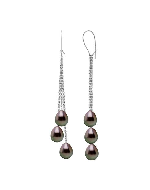 Perlenohrringe aus Weißgold und Tahiti-Birne