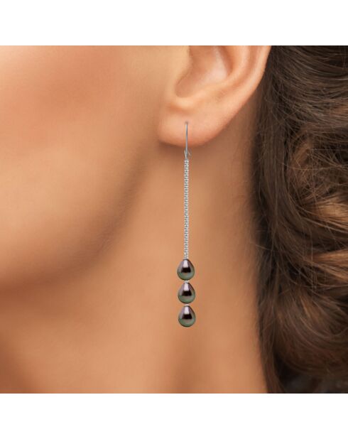 Perlenohrringe aus Weißgold und Tahiti-Birne