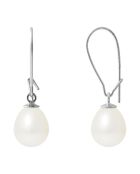 Süßwasserperlenohrringe aus Weißgold und natürlicher weißer Birne