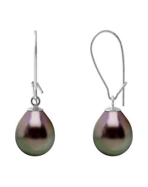 Pareloorbellen van witgoud en Tahitiaanse peer