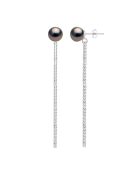 Witgouden en ronde Tahitiaanse pareloorbellen