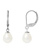 Boucles d'oreilles en Or blanc & Perles d'Eau Douce poire blanc naturel