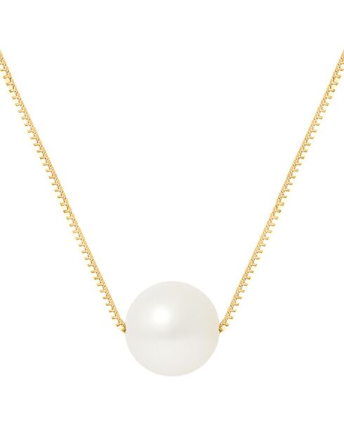 Collier en Or jaune & Perle d'Eau Douce ronde blanc naturel