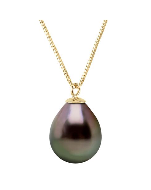 Geelgouden halsketting met Tahitiaanse perenparel