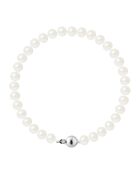 Silbernes Rang-Armband und runde weiße Süßwasserperlen aus natürlichem Perlmutt