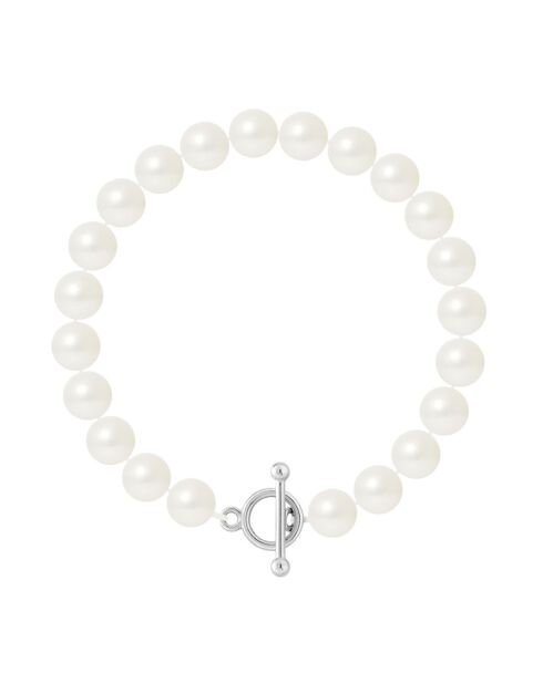 Bracelet Rang en Argent & Perles d'Eau Douce ronde blanc nacre naturel