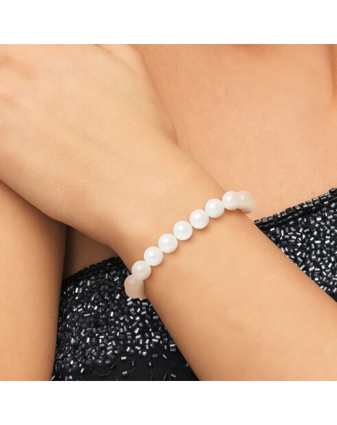 Bracelet Rang en Argent & Perles d'Eau Douce ronde blanc nacre naturel