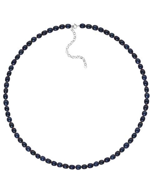 Zilveren ringketting met zoetwaterparels Tahitiaanse zwarte rijstkorrel