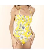 Maillot de Bain 1 pièce bandeau Yellow Flowers jaune