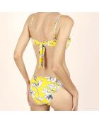 Traje de baño con estampado de flores amarillas de 2 piezas