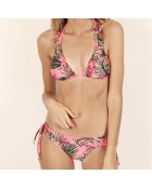 Maillot de bain 2 Pièces triangle Fluo Leaves rose/vert