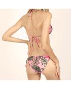 Maillot de bain 2 Pièces triangle Fluo Leaves rose/vert