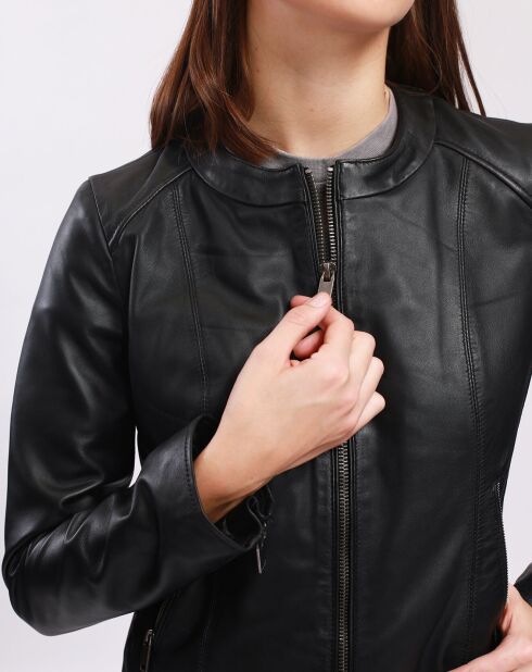 Beline Schwarze Lammfelljacke