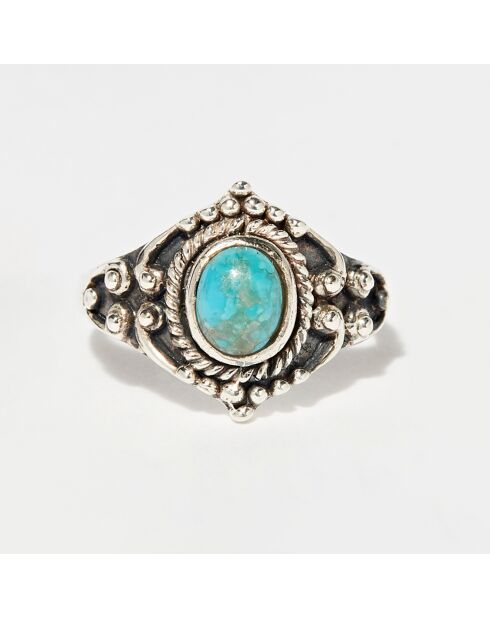 Bague Junon en Argent massif & Turquoise 0.15 ct