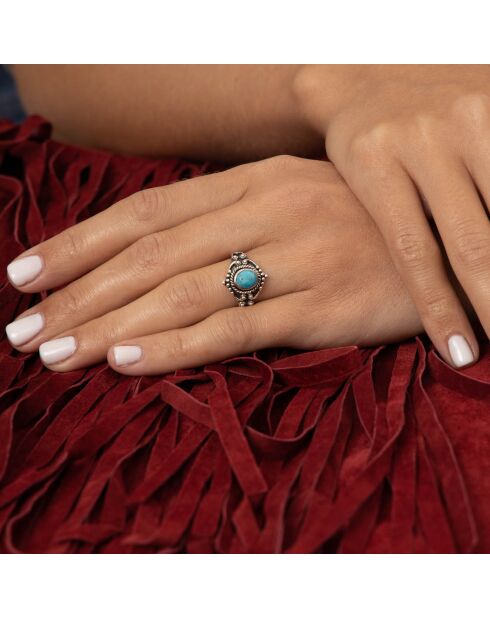 Bague Junon en Argent massif & Turquoise 0.15 ct