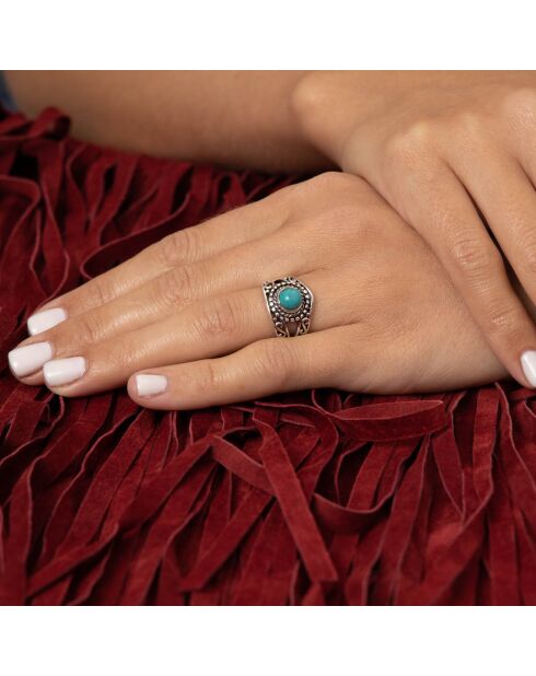 Bague Shicra en Argent massif & Turquoise 0.18 ct