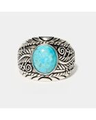 Ring aus 3,24 ct Bernstein-Sterlingsilber und Türkis