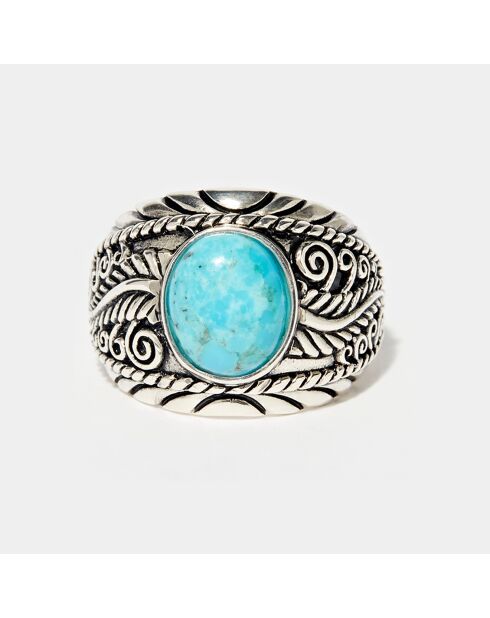 Ring aus 3,24 ct Bernstein-Sterlingsilber und Türkis