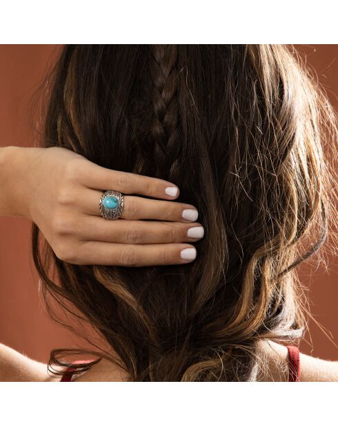 Ring aus 3,24 ct Bernstein-Sterlingsilber und Türkis