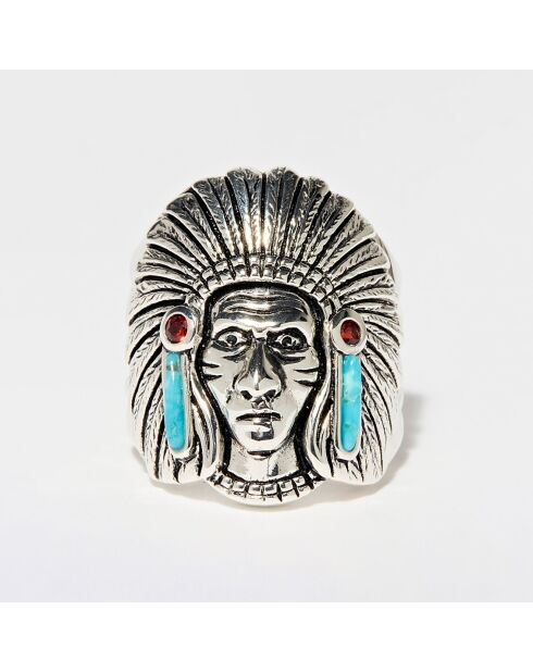 Bague Indien Coyul en Argent massif & Turquoise 0.26 ct