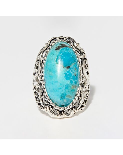 Bague Oztoc en Argent massif & Turquoise 10.2 ct