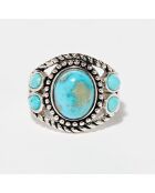 Bague Kankin en Argent massif & Turquoise 2.7 ct