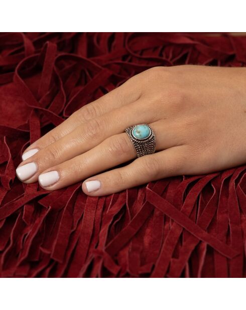 Bague Kayab en Argent massif & Turquoise 2 ct