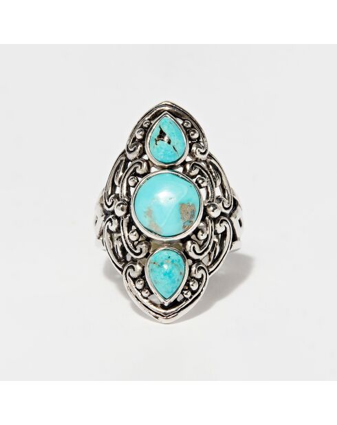 Cipactli Ring aus 2-karätigem Sterlingsilber und Türkis
