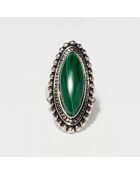 Bague Mixcóatl en Argent massif & Malachite 9 ct