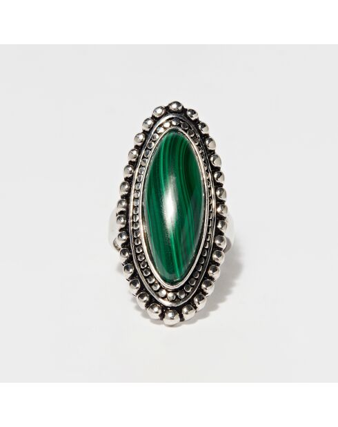 Bague Mixcóatl en Argent massif & Malachite 9 ct