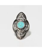Anello in argento sterling Tláloc da 1.7 ct e turchese