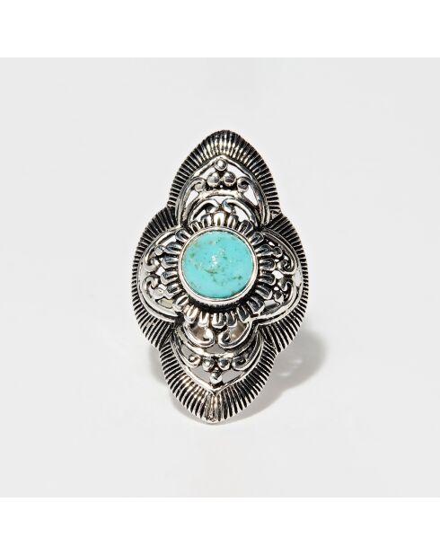 Anello in argento sterling Tláloc da 1.7 ct e turchese