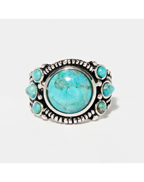 Bague Cihuateteo en Argent massif & Turquoise 4.5 ct