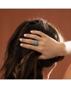 Bague Cihuateteo en Argent massif & Turquoise 4.5 ct