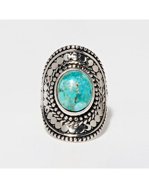 Bague Nahual en Argent massif & Turquoise 3.6 ct