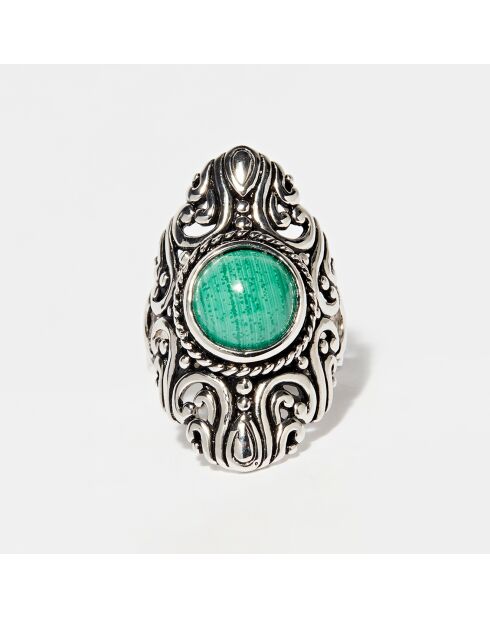 Bague Staku en Argent massif & Malachite 3.6 ct