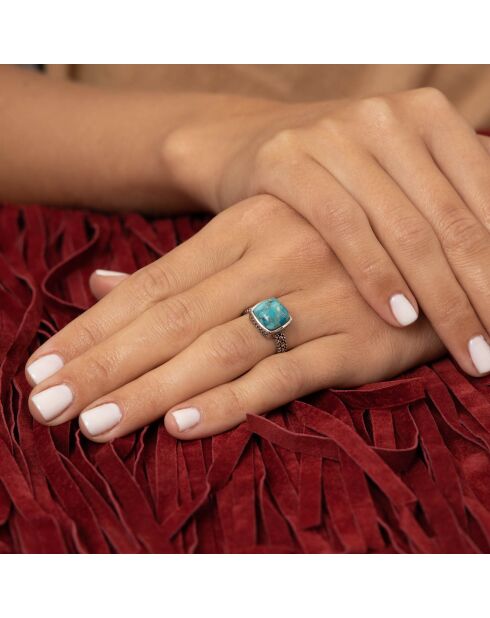 Bague Xipe en Argent massif & Turquoise 2.7 ct