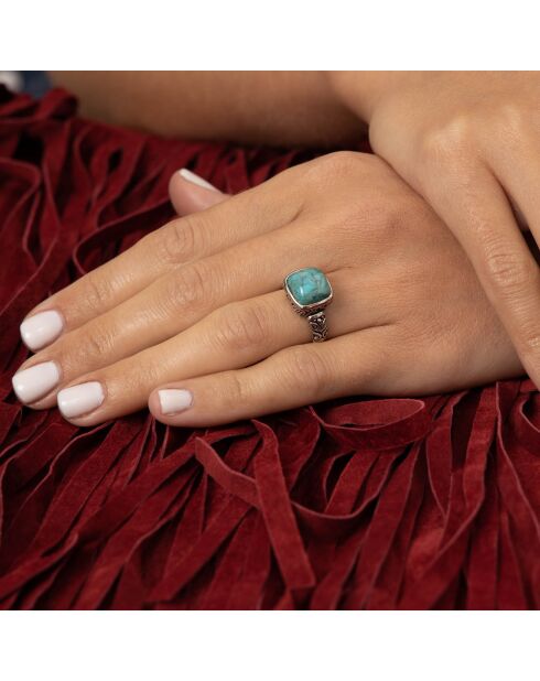 Bague Xpuchiná en Argent massif & Turquoise 3.1 ct
