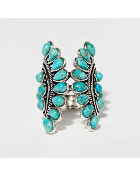 Pacan-Ring aus 4-karätigem Sterlingsilber und Türkis