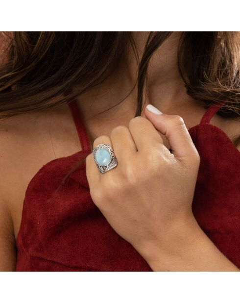 Anello Sokemitzin in argento 925 e larimar 4.8 ct