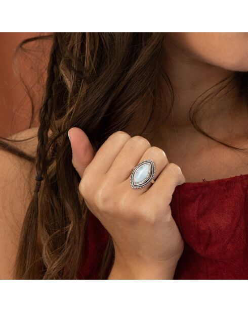 Bague Péwari en Argent massif & Larimar 2.93 ct