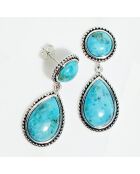 Boucles d'oreilles Atza en Argent massif & Turquoise 11.32 ct