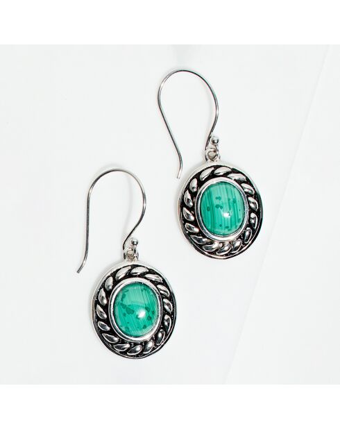 Boucles d'oreilles Chab en Argent massif & Malachite 4.8 ct