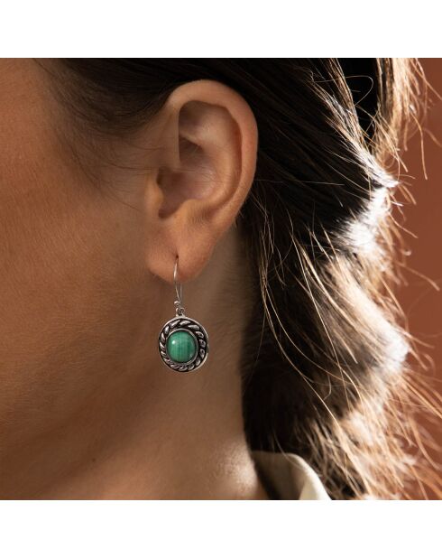 Boucles d'oreilles Chab en Argent massif & Malachite 4.8 ct