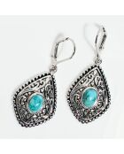 Boucles d'oreilles Sakal en Argent massif & Turquoise 1.8 ct