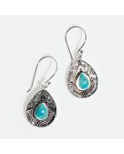 Boucles d'oreilles Xocolatl en Argent massif & Turquoise 1.8 ct