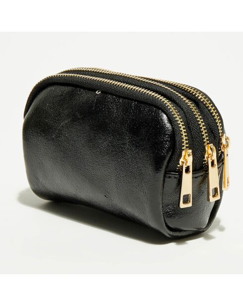 Cartera de piel negra dorada - 11x7x4 cm