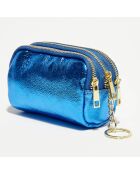 Cartera de piel en oro azul eléctrico - 11x7x4 cm