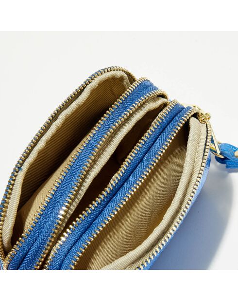 Cartera de piel en oro azul eléctrico - 11x7x4 cm