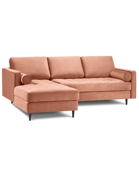 Canapé d'angle gauche Velours Santo 4 Places rose - 236x170x90 cm